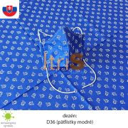 Ochranné bavlnené dvojvrstvové rúško - D36 (Päťlístky modré)