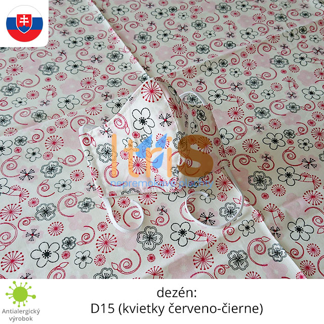 Ochranné bavlnené dvojvrstvové rúško - D15 (kvietky červeno-čierne) Ochranné bavlnené dvojvrstvové rúško - D15 (kvietky červeno-čierne)