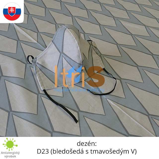 Ochranné bavlnené dvojvrstvové rúško - D23 (bledošedá s tmavošedým V) Ochranné bavlnené dvojvrstvové rúško - D23 (bledošedá s tmavošedým V)