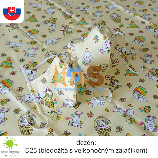 Ochranné bavlnené dvojvrstvové rúško - D25 (bledožltá s veľkonočným zajačikom) Ochranné bavlnené dvojvrstvové rúško - D25 (bledožltá s veľkonočným zajačikom)
