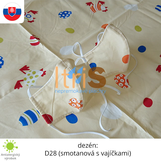 Ochranné bavlnené dvojvrstvové rúško - D28 (smotanová s vajíčkami) Ochranné bavlnené dvojvrstvové rúško - D28 (smotanová s vajíčkami)