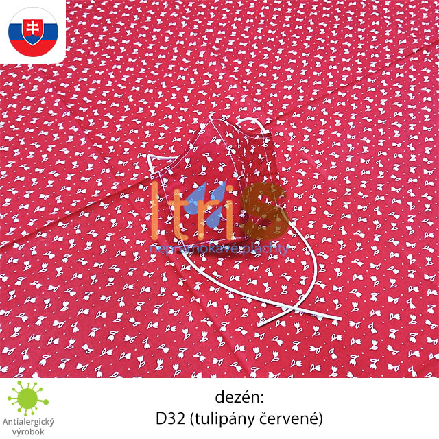 Ochranné bavlnené dvojvrstvové rúško - D32 (Tulipány červené) Ochranné bavlnené dvojvrstvové rúško - D32 (Tulipány červené)