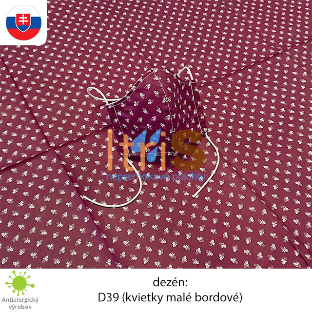 Ochranné bavlnené dvojvrstvové rúško - D39 (Kvietky malé bordové) Ochranné bavlnené dvojvrstvové rúško - D39 (Kvietky malé bordové)