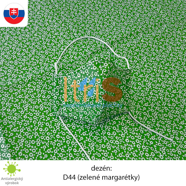 Ochranné bavlnené dvojvrstvové rúško - D44 (Zelené margarétky) Ochranné bavlnené dvojvrstvové rúško - D44 (Zelené margarétky)