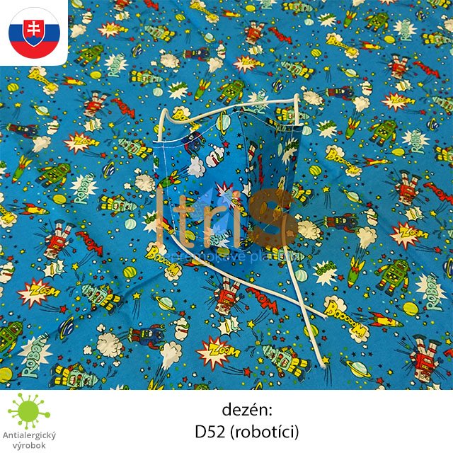 Ochranné bavlnené dvojvrstvové rúško - D52 (Robotíci) Ochranné bavlnené dvojvrstvové rúško - D52 (Robotíci)